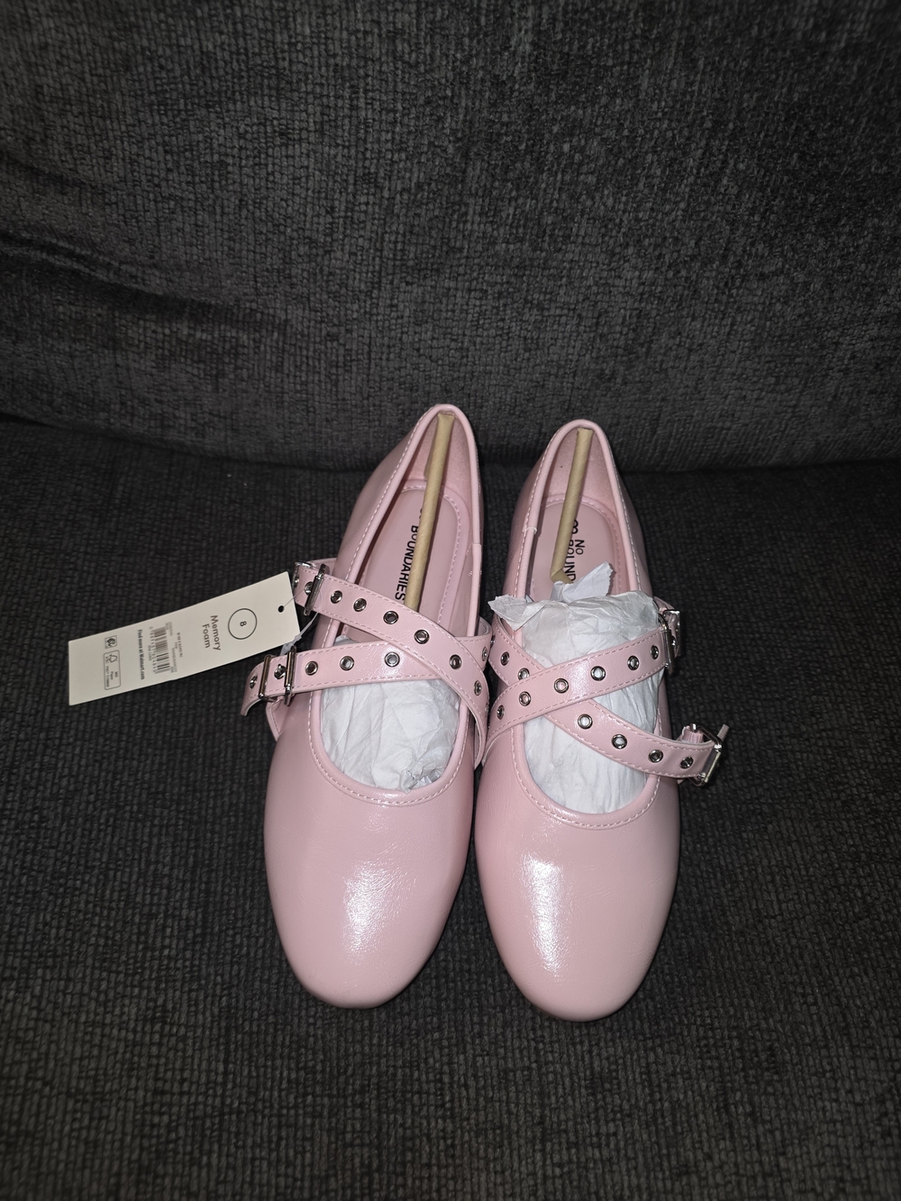 No Boundaries Pink Studded Double-Strap Mary Jane Flats - Picture 2 of 8